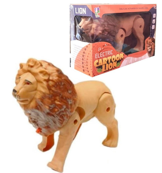 Battery Operated Lion with Light Sound &amp; Walk, Funny Electric Lion Cartoon Toy, Forest Animal Wild Animal Toy