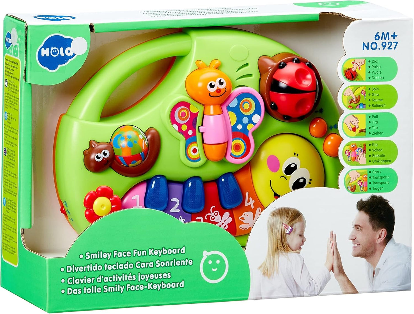 Smiley Piano For Baby - Baby Musical Keyboard Development Toys Newborn Interactive Early Education Piano Toy with Light Up and Music for 6 to 12 Months Infant &amp; Toddler Boys and Girls - Random Color