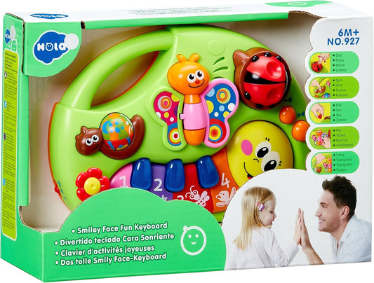 Smiley Piano For Baby - Baby Musical Keyboard Development Toys Newborn Interactive Early Education Piano Toy with Light Up and Music for 6 to 12 Months Infant &amp; Toddler Boys and Girls - Random Color