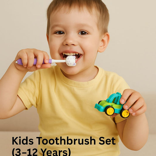 CHOFN Kids Toothbrush Set (3–12 Years) – Soft Bristles with Toy Car (Random Designs)