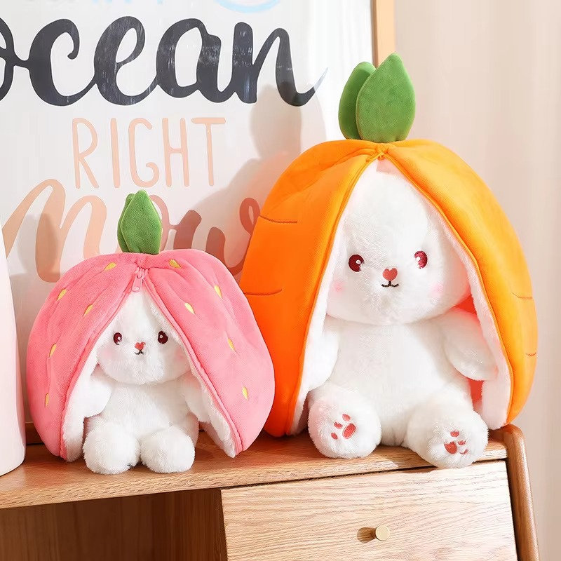 Rabbit New Creative Strawberry Rabbit Plush Soft Doll Hug Pillow | Best Quality Stuff Toy For Babies &amp; Kids - Random Color